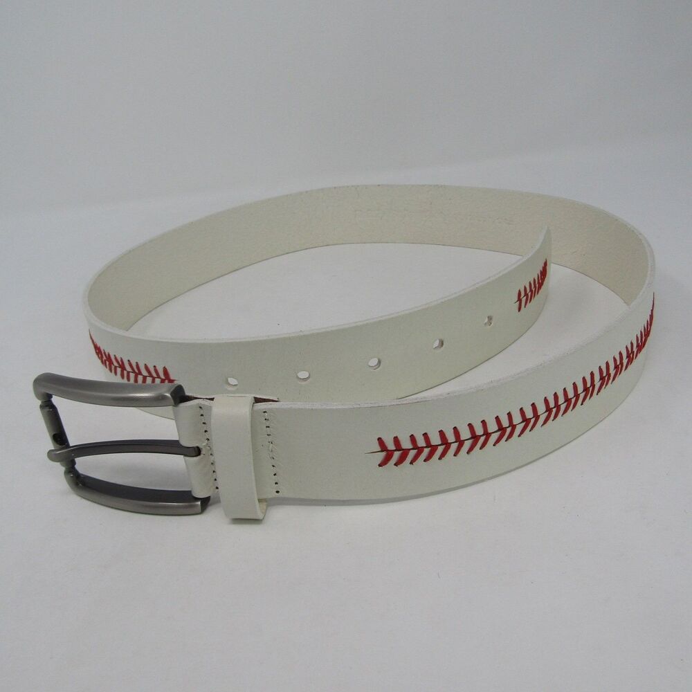 Baseball Stitch Belt Size 34 White Red Stitching Sports Fan Costume Accessory